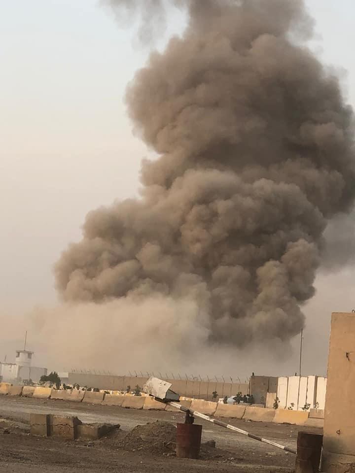 An explosion of unknown nature and billowing of smoke, near Saqr camp in the Dora area, south of the capital, Baghdad. Iraq