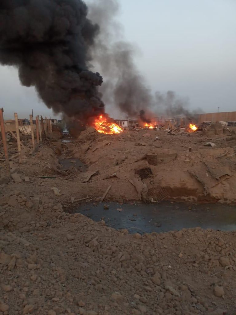 A picture of the explosion, from Falcon Camp base in the Dora area, south of the capital, Baghdad