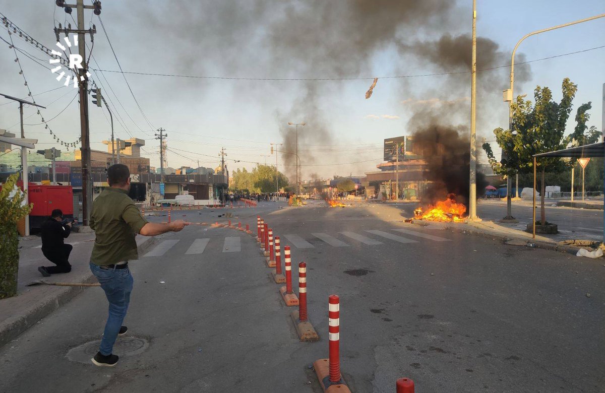 Today's protest in Chamchamal, Slemani province