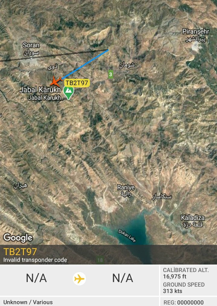 Two Turkish reconnaissance aircraft touring in Northern Iraq near Sheladze and north of Raniya