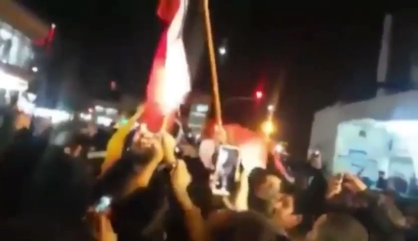 A group of people in Erbil burn Iraqi flag in reaction to burning and desecration of Kurdistan flag by Shia militias in Baghdad. 