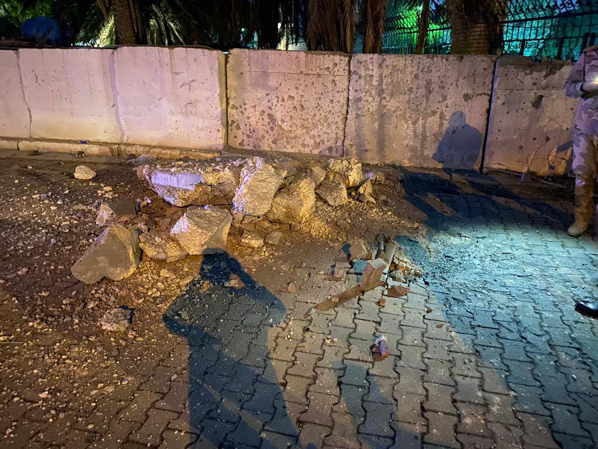 Images of some damage and shrapnel from tonights rocket attack in Baghdad, Iraq
