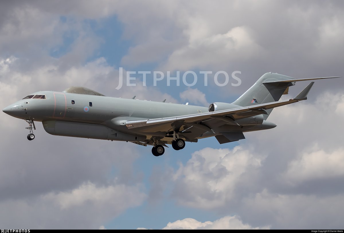 RAF Bombardier Sentinel R1 airborne battlefield and ground surveillance aircraft active over western Iraq.  Callsign: RRR9985 Reg. ZJ692