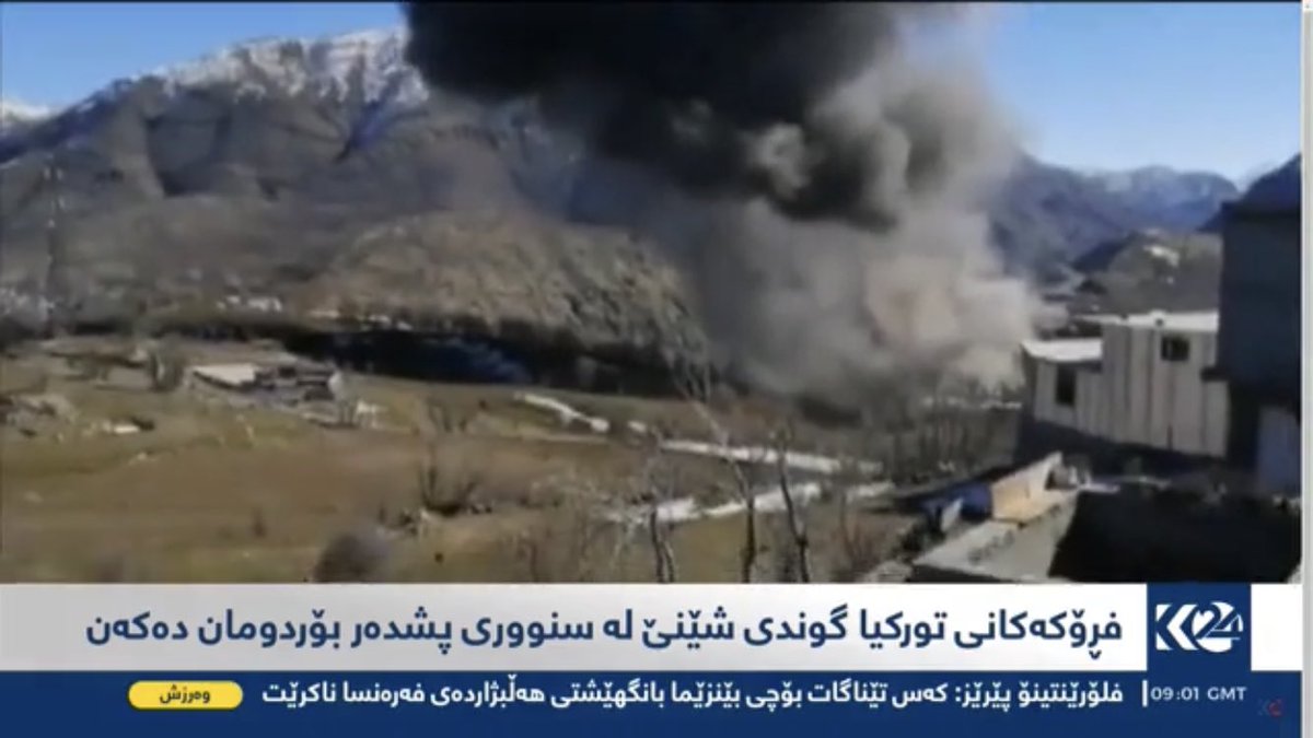 This morning Turkey carried out airstrikes on Shene village in Pshdar area of Slemani province on the Kurdistan Region border with Rojhelat (Iranian Kurdistan).  No casualties reported but several houses were damaged