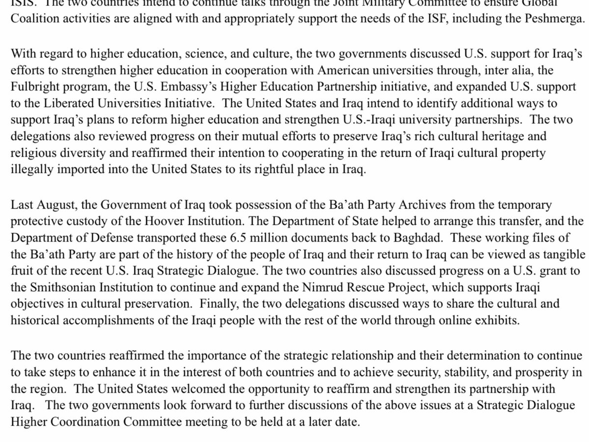 Joint statement on the U.S.-Iraq strategic dialogue. security section 3rd pic