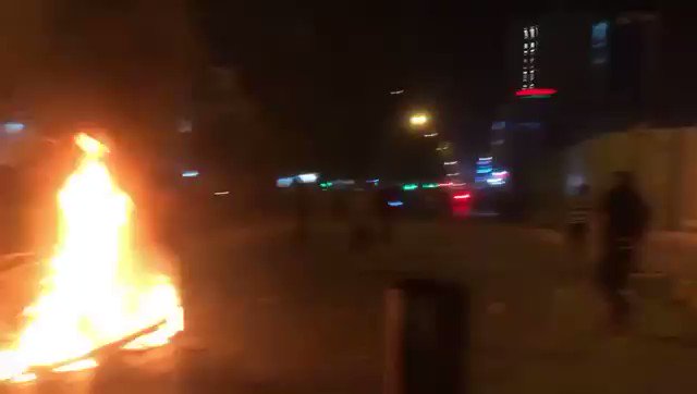 Clashes between protesters and security forces near to Iran's consulate in Karbala, Iraq.  Dozens of protesters and security forces were injured due to clashes