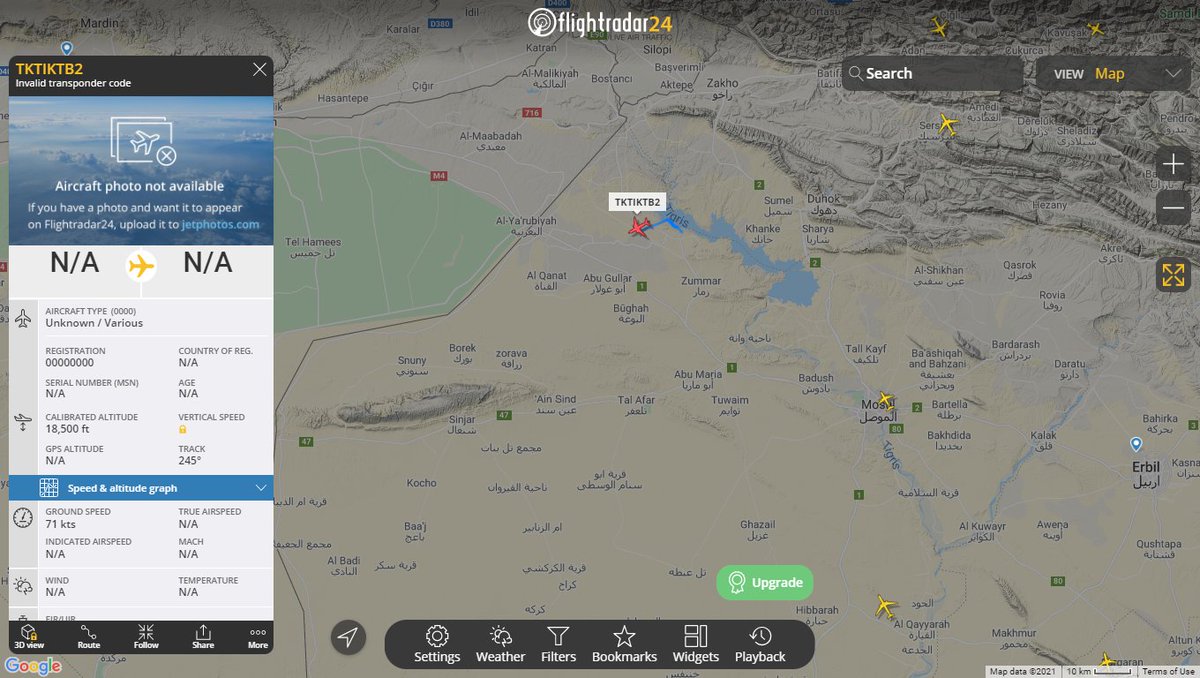 Turkish Bayraktar TB2 squawking 7600 Lost Comm over Iraq