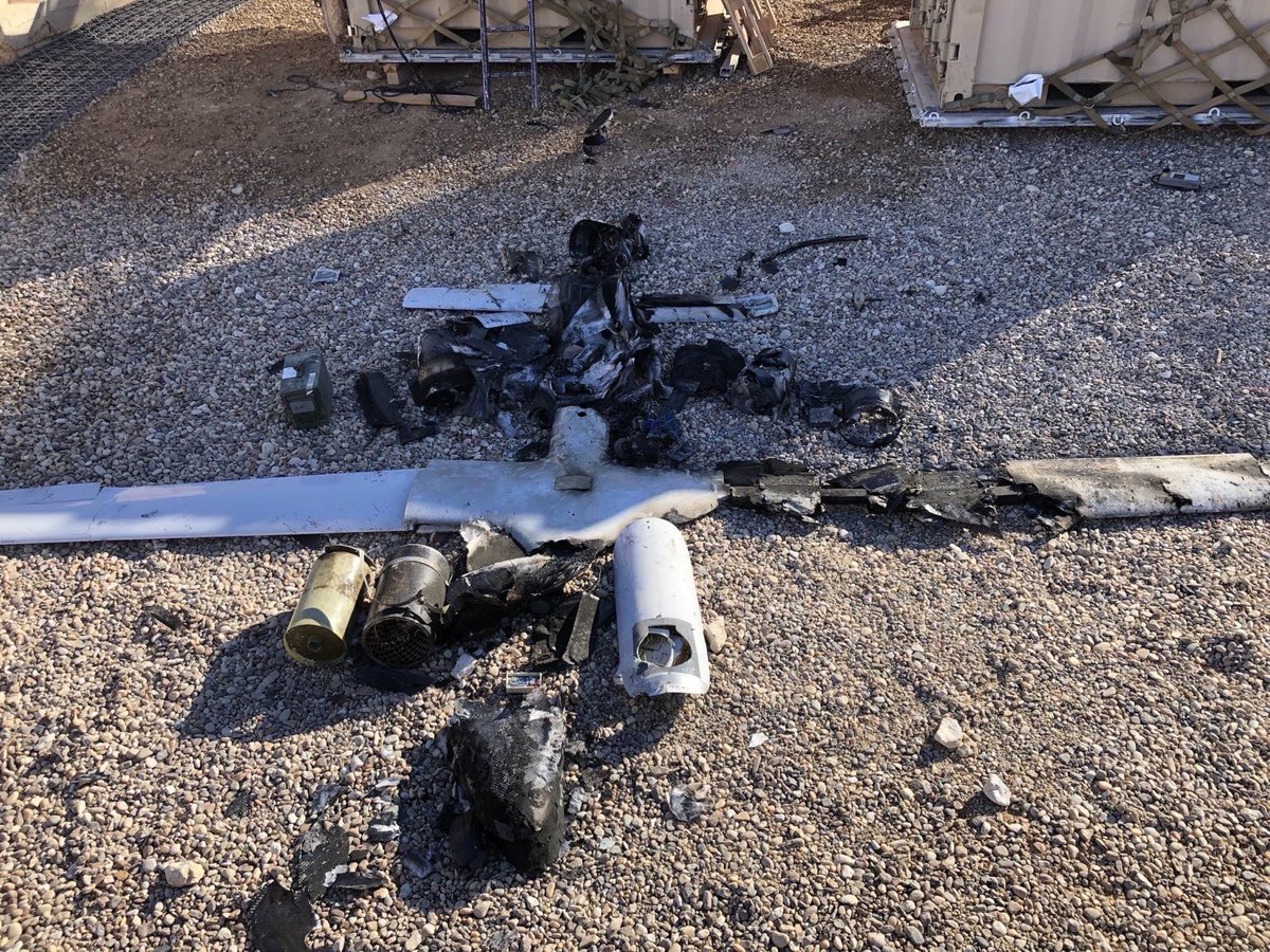 First pix of two suicide drones that were shot down by US def system C-RAM this early morning at Ain Al Assad airbase housing US troops