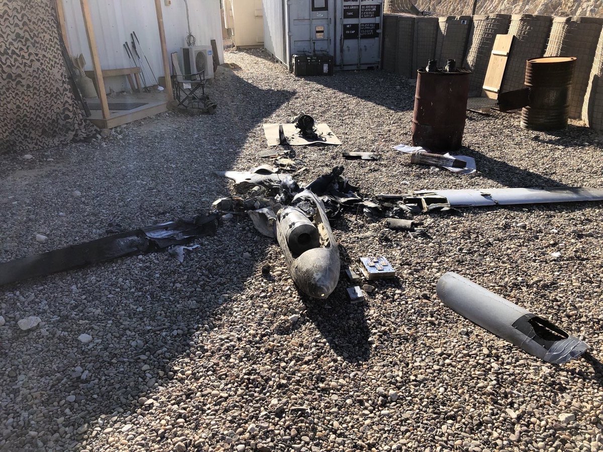 First pix of two suicide drones that were shot down by US def system C-RAM this early morning at Ain Al Assad airbase housing US troops