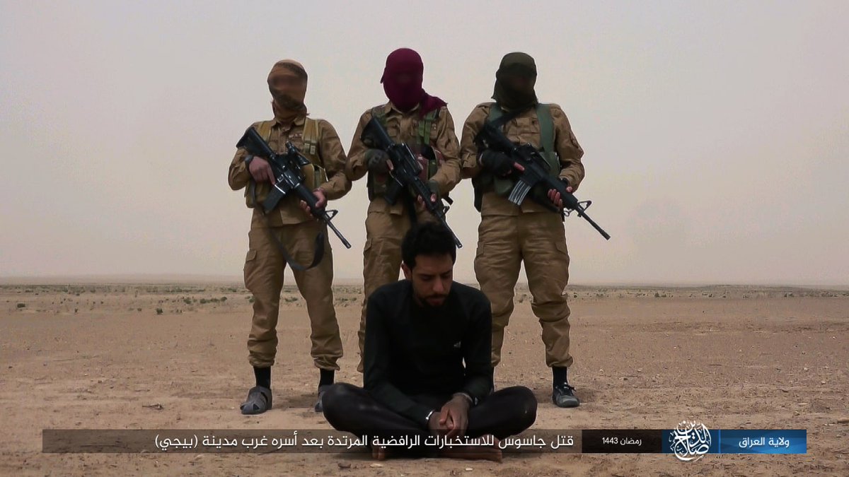 ISIS claimed capture and execution of an alleged Shi'ite intelligence spy west of Baiji, in Iraq