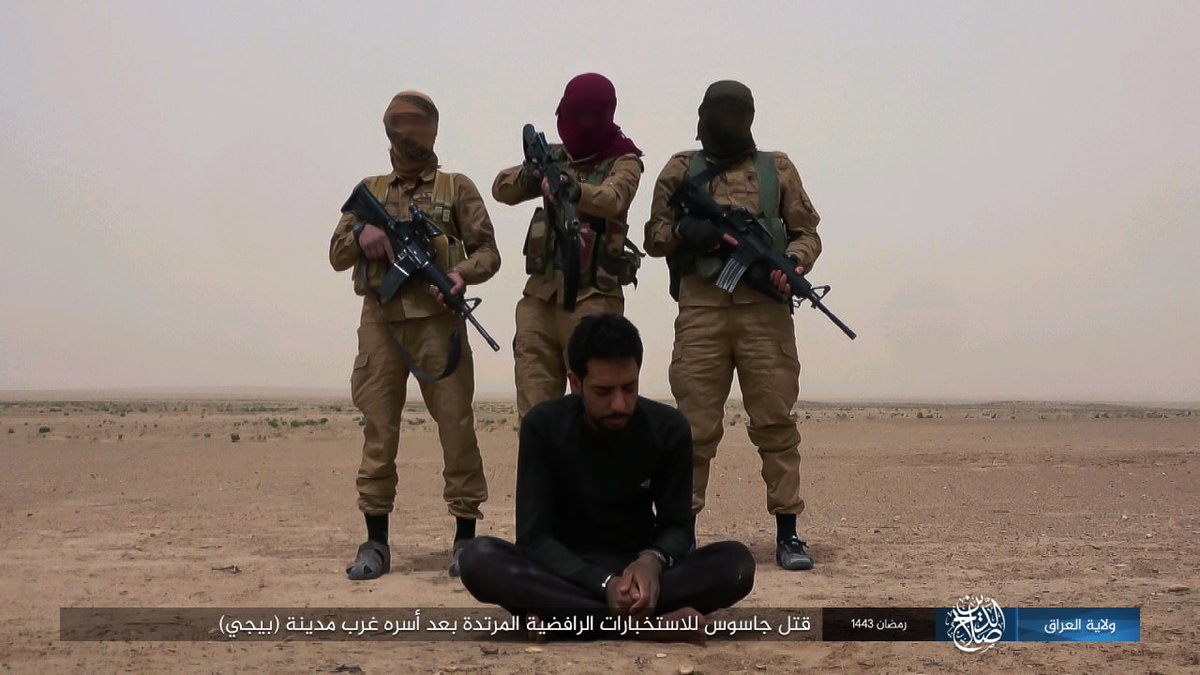 ISIS claimed capture and execution of an alleged Shi'ite intelligence spy west of Baiji, in Iraq