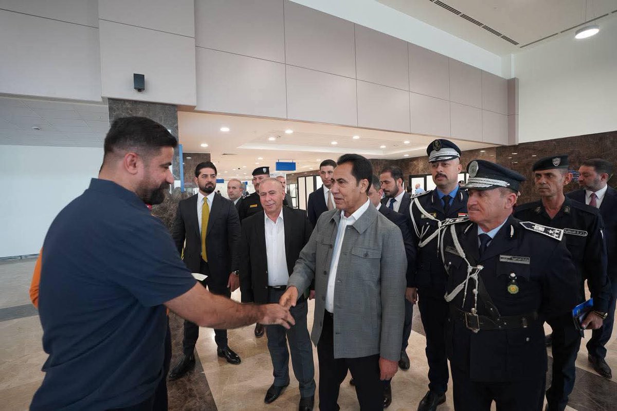 On the first official flight of Iraqi Airways, Nineveh Governor Abdul Qadir al-Dakhil oversaw the landing of the Green Bird at Mosul International Airport, arriving from Baghdad. (Mosuliya HD - Frequency V11137 - Mosul, Nineveh, Iraq)