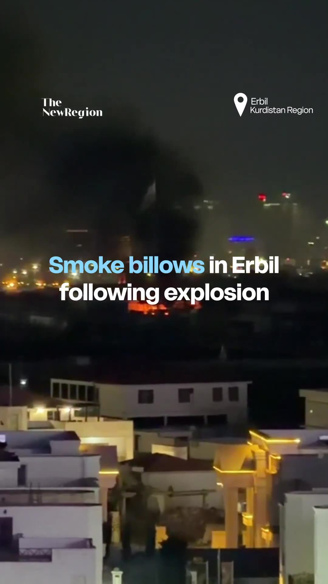 Footage shows smoke billowing in Erbil on Monday following an explosion, as the Kurdistan Region's capital continues to be targeted by Iran and pro-Iran Iraqi militias