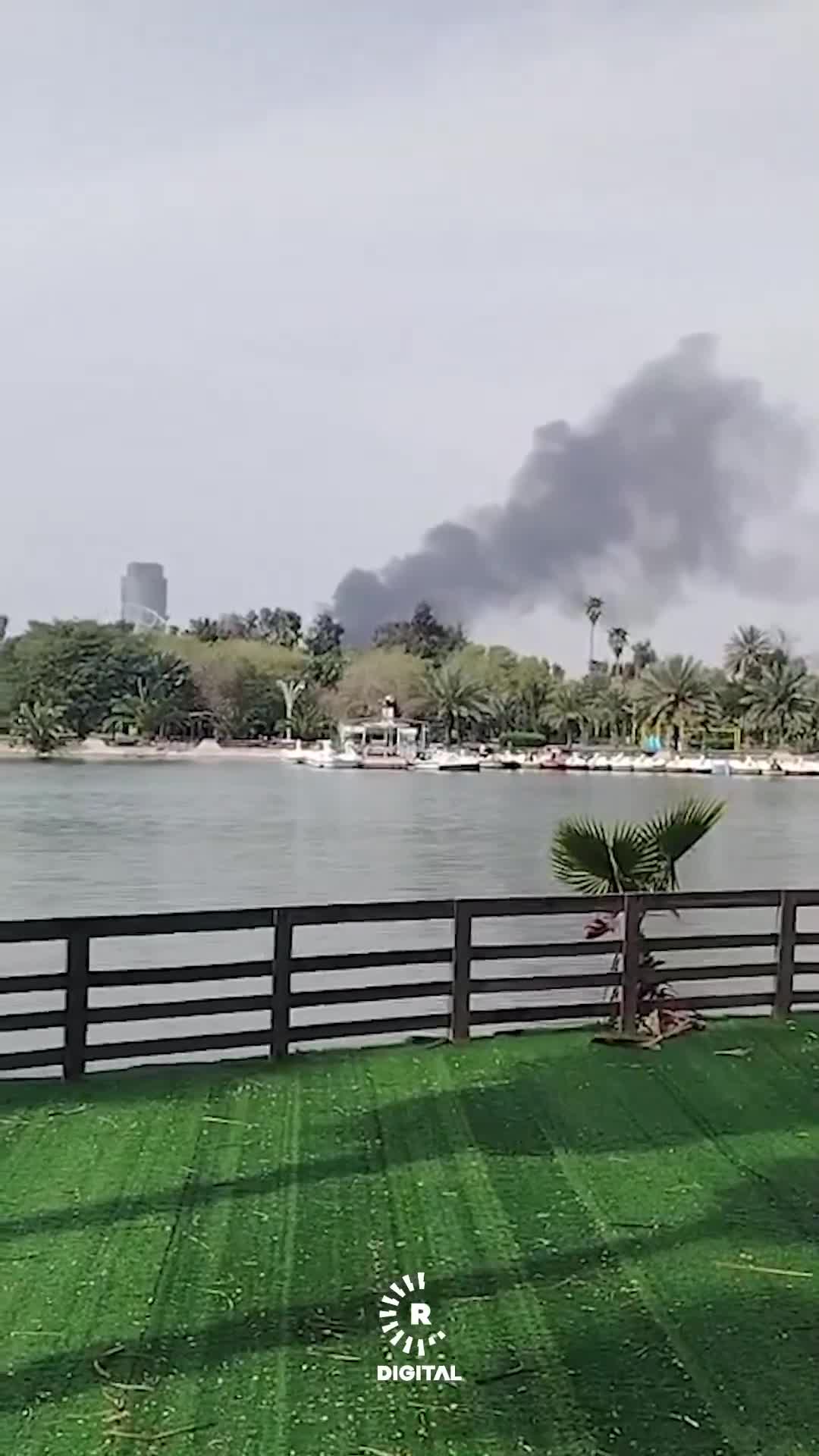 Plumes of smoke rise from an airstrike targeting a site near Karkh in the Iraqi capital, Baghdad.