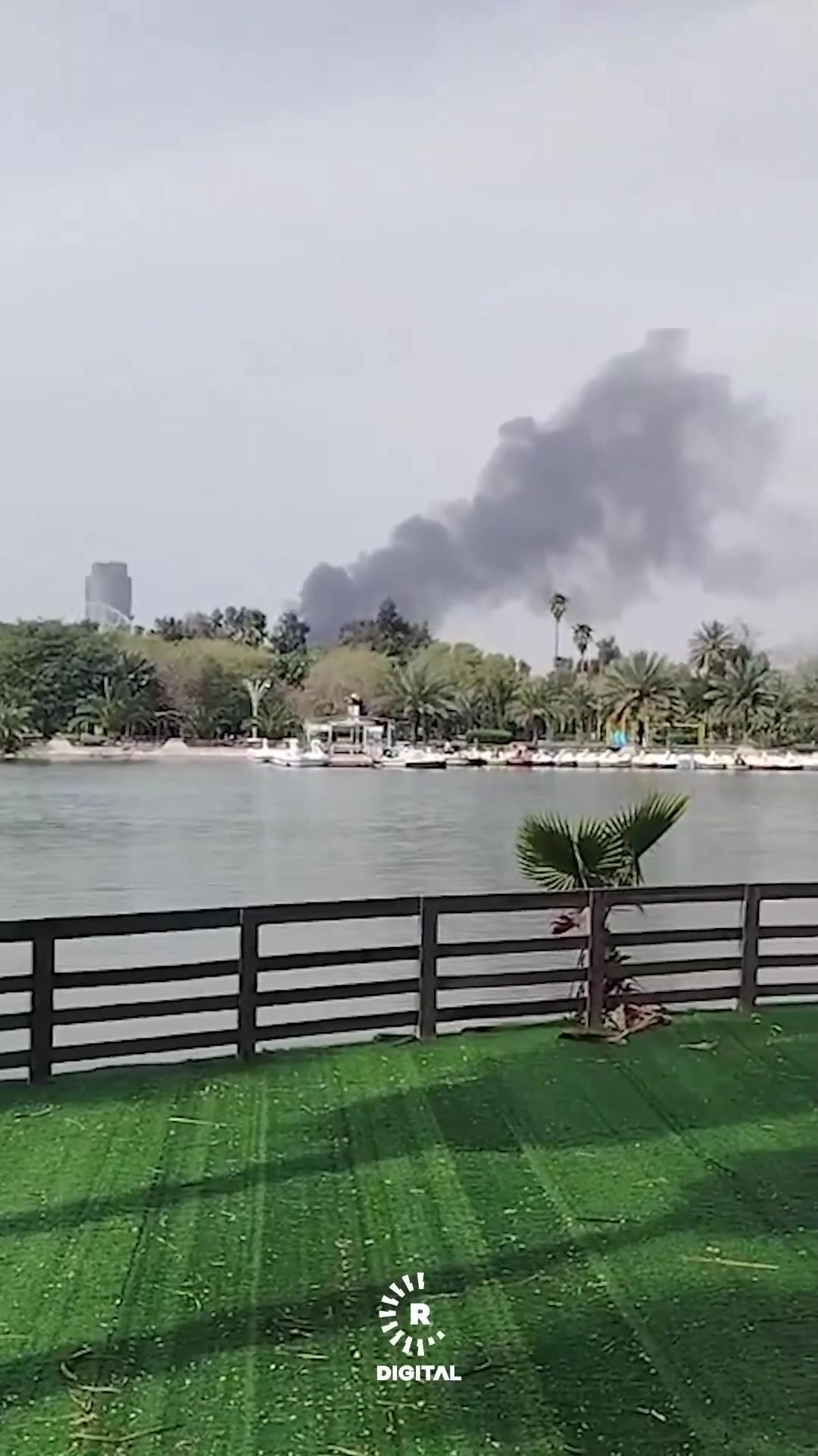 Plumes of smoke rise from an airstrike targeting a site near Karkh in the Iraqi capital, Baghdad.