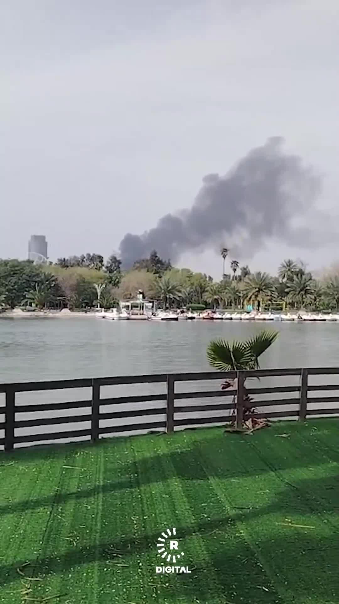 Plumes of smoke rise from an airstrike targeting a site near Karkh in the Iraqi capital, Baghdad.