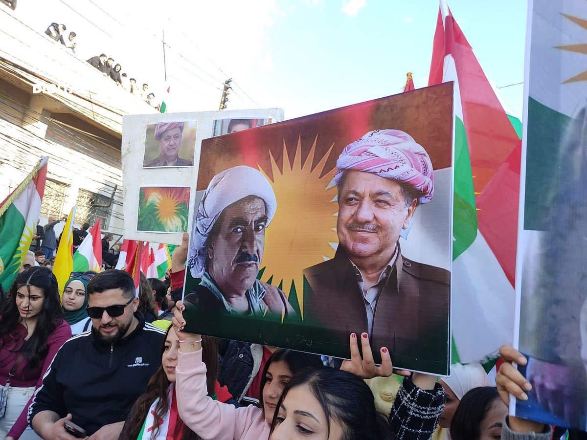 Protests by residents of Derik city in Northern Syria  Kurdistan condemning the attacks on the Kurdistan Region