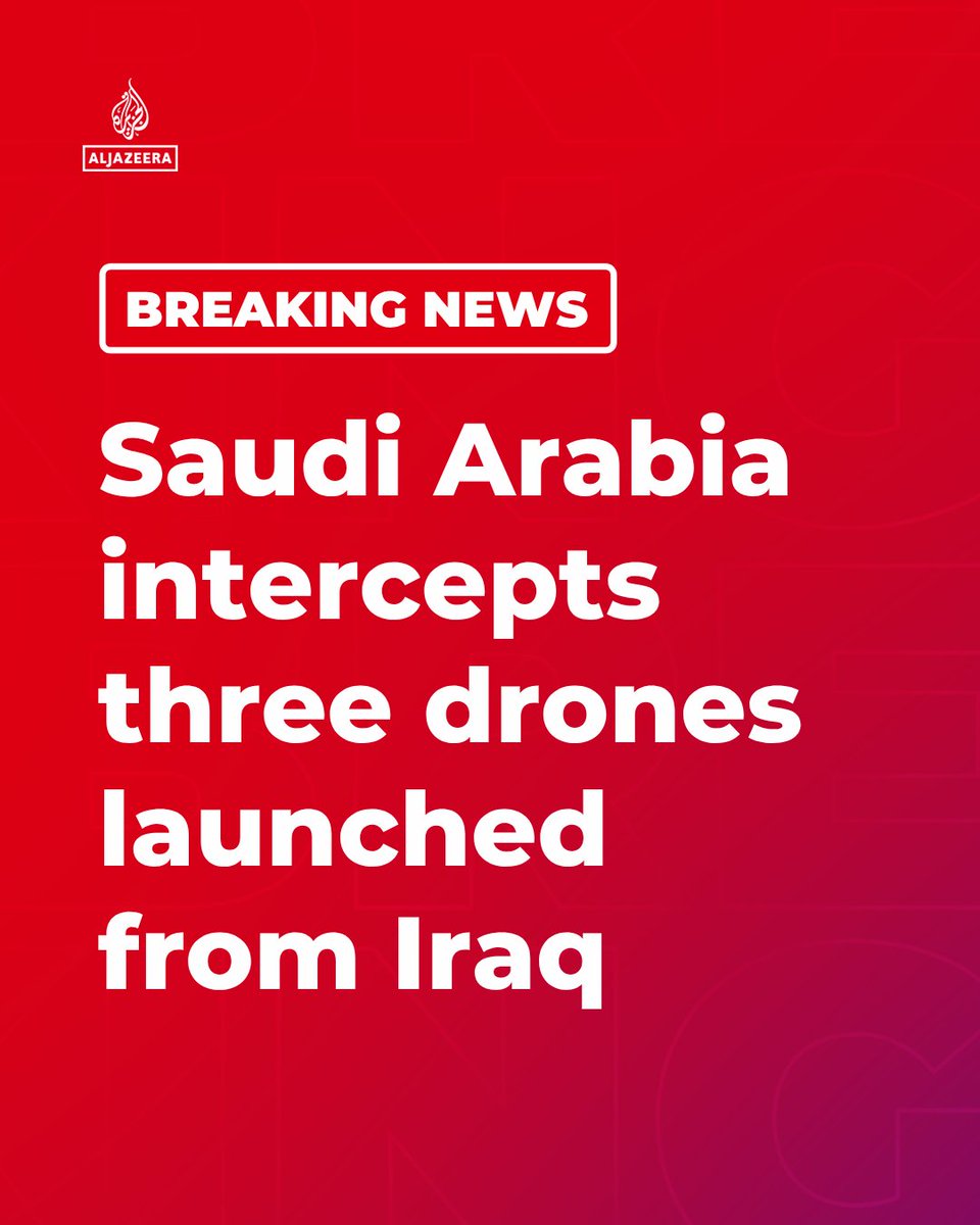 Saudi Arabia’s defense ministry says it intercepted three drones launched from Iraq after they entered the kingdom’s airspace