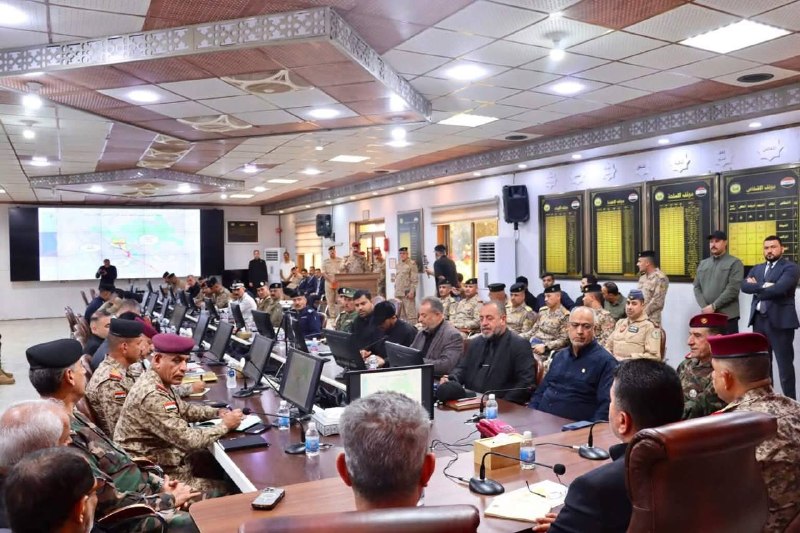 The Chief of Staff of the Popular Mobilization Forces (PMF) chaired an expanded meeting in the holy city of Karbala to discuss the final preparations for the funeral procession of the late Grand Ayatollah Ali Khamenei. The meeting, held at the Karbala Operations Command headquarters, was also attended by the Director of the Prime Minister's Office, the Deputy Commander of Joint Operations, and several security and military leaders. Discussions focused on the security and logistical plans for the procession, as well as coordination vehicles among the various security and military agencies. The aim was to ensure the smooth execution of assigned duties and maintain security and public order during the procession. Participants emphasized the importance of unifying efforts and integrating roles among all relevant parties, and continuing field and logistical preparations to ensure the success of the funeral procession according to the established plans, achieving the highest levels of security and organization.