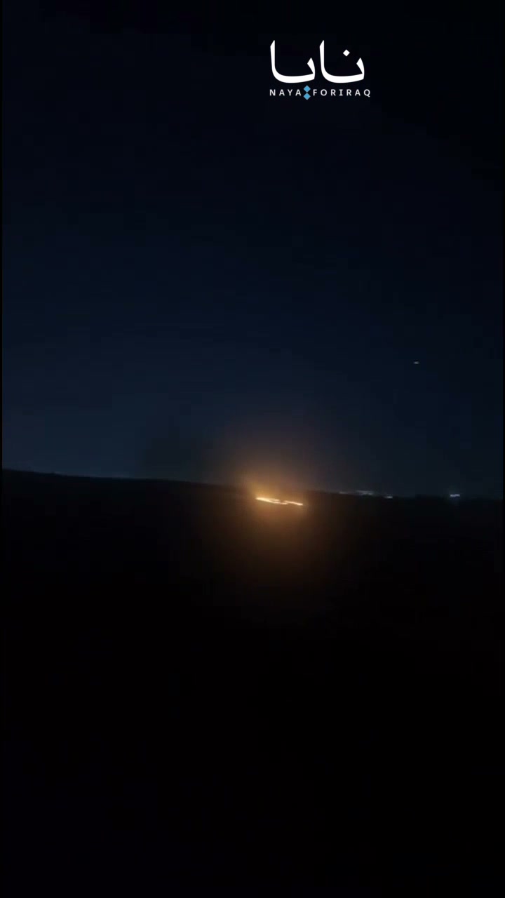 Fires within sight after Iranian drones crashed in Erbil province, northern Iraq.