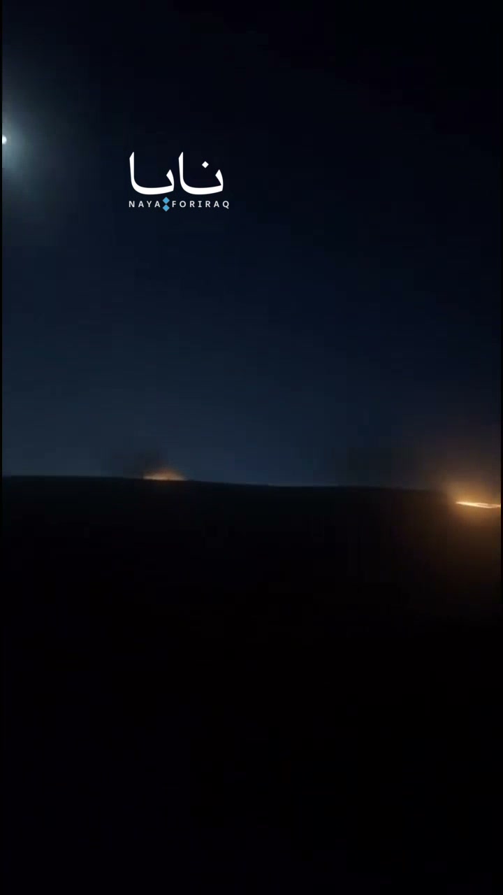 Fires within sight after Iranian drones crashed in Erbil province, northern Iraq.