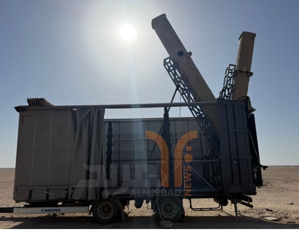 Earlier today, an Iraqi army unit found two rocket launch platforms in a desert area west of Basra. Forces from the Commando Brigade under the Basra Operations Command located the trailers in the al-Lahis area. The launch platforms were hidden inside the trailers. The sides were camouflaged to resemble commercial cargo trailers so the launchers would not draw attention