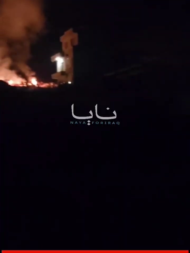 A large fire broke out as a result of the suicide drone attack that targeted Kurdish opposition headquarters in Duhok province, northern Iraq.