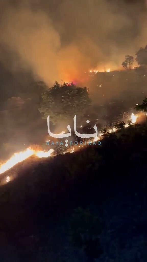 Large fires broke out in Sulaymaniyah province after Iranian opposition headquarters were targeted, with flames rising from the bombing sites.