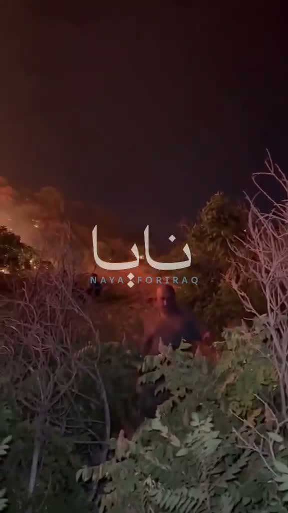 Large fires broke out in Sulaymaniyah province after Iranian opposition headquarters were targeted, with flames rising from the bombing sites.