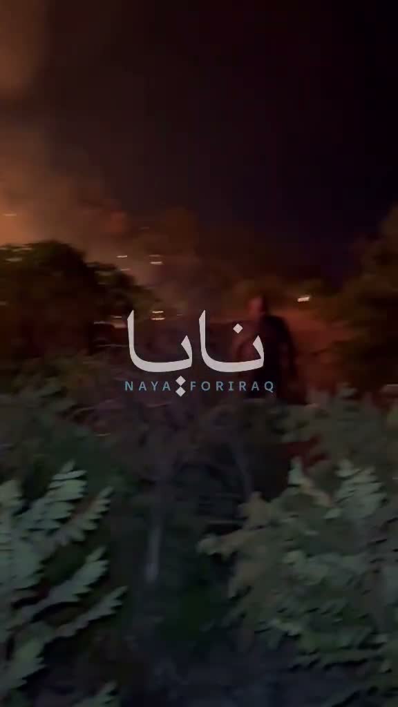 Large fires broke out in Sulaymaniyah province after Iranian opposition headquarters were targeted, with flames rising from the bombing sites.