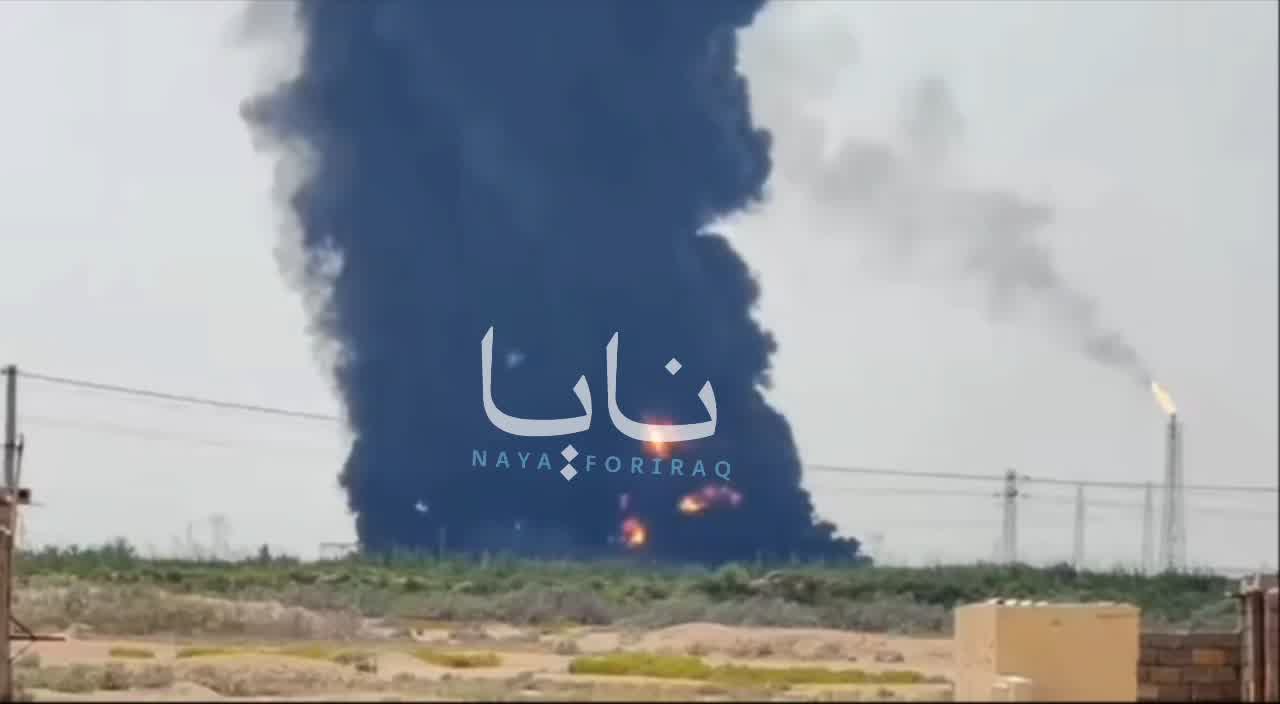 Plumes of smoke continue to rise from the Al-Ahdab oil field in Iraq's Wasit province.