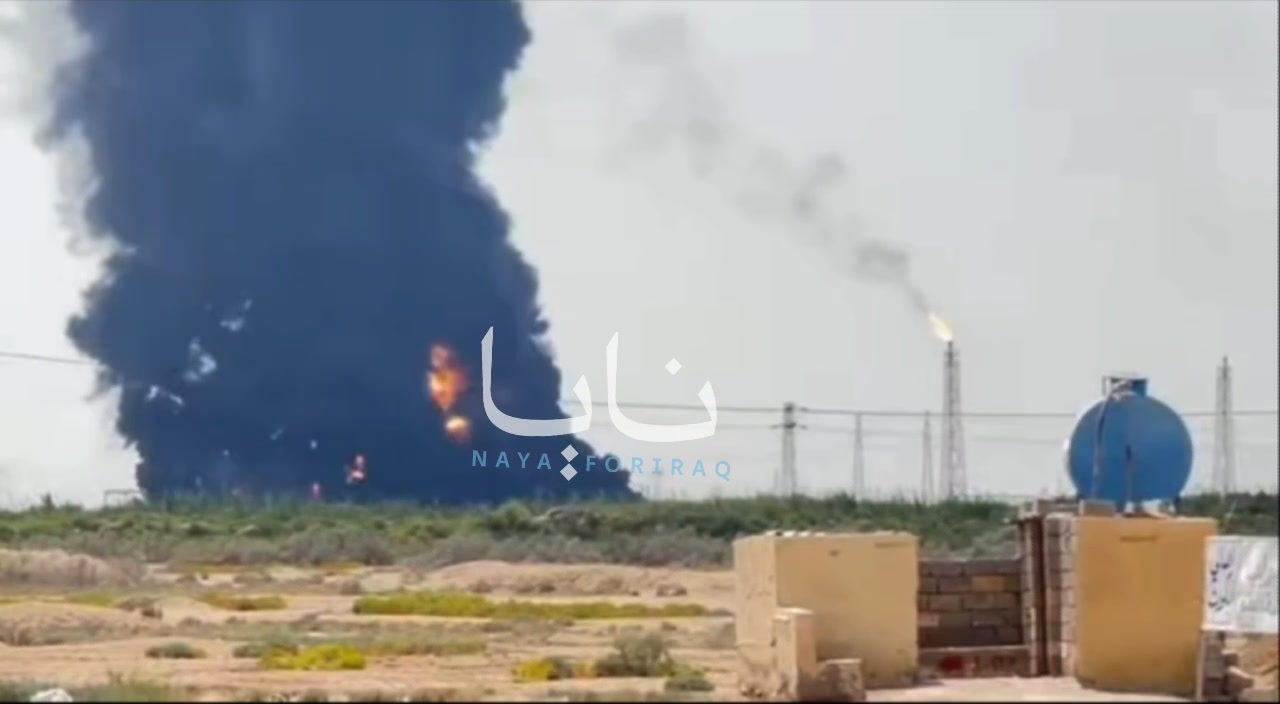 Plumes of smoke continue to rise from the Al-Ahdab oil field in Iraq's Wasit province.
