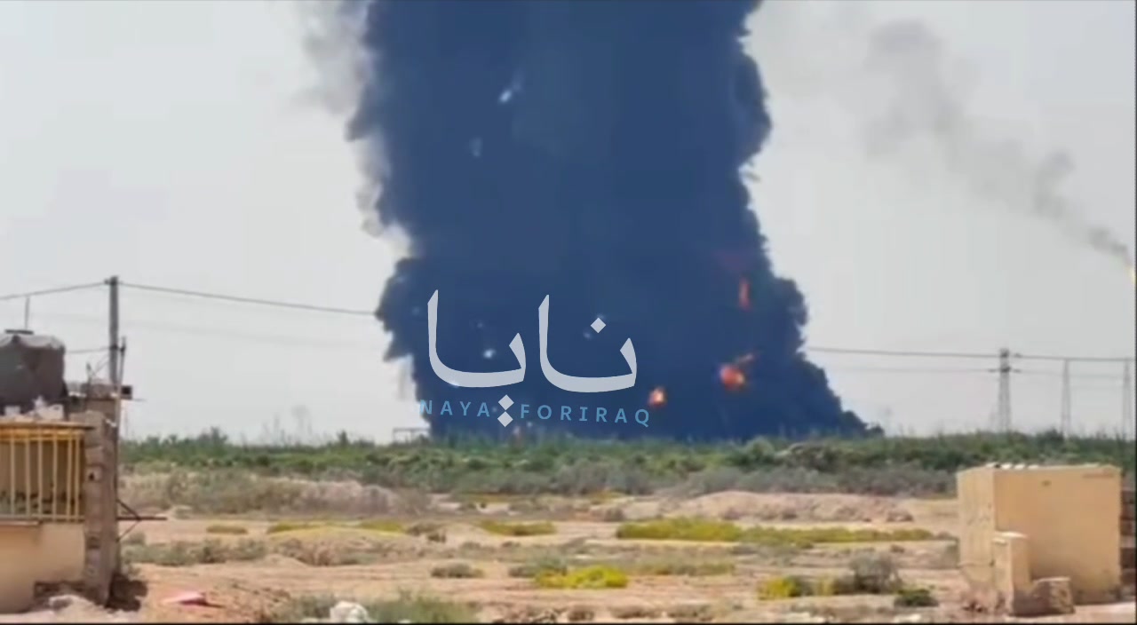 Plumes of smoke continue to rise from the Al-Ahdab oil field in Iraq's Wasit province.
