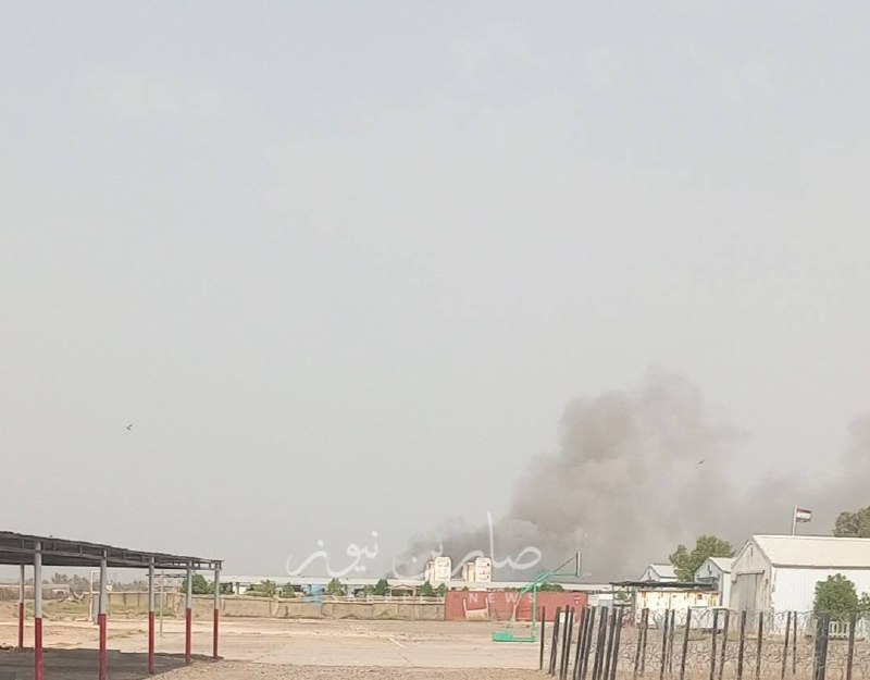 A column of smoke rose near the approaches to Camp Taji, but the cause is unknown.